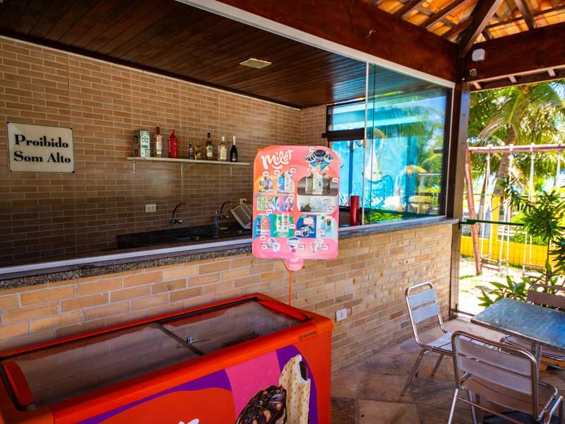 Espaço de apoio onde é servido o café da manhã